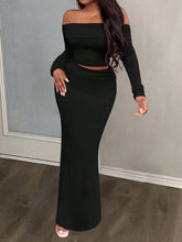 Women's 2pcs Set Elegant Casual Date Party Outfit - Off Shoulder Long Sleeve Top & Fish Tail Skirt